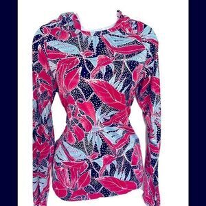 Columbia Omnishade Hoody UPF - M blue , pink , white , polyester spandex